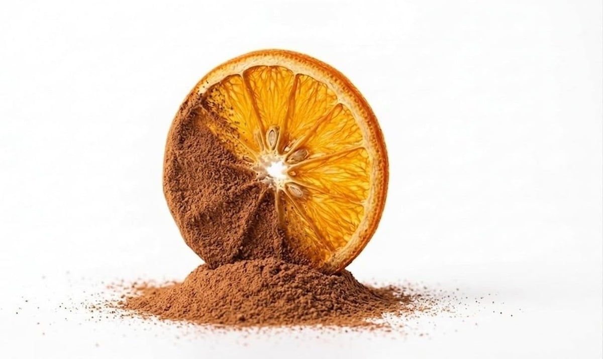 Dried orange slice dusted with Christmas spice