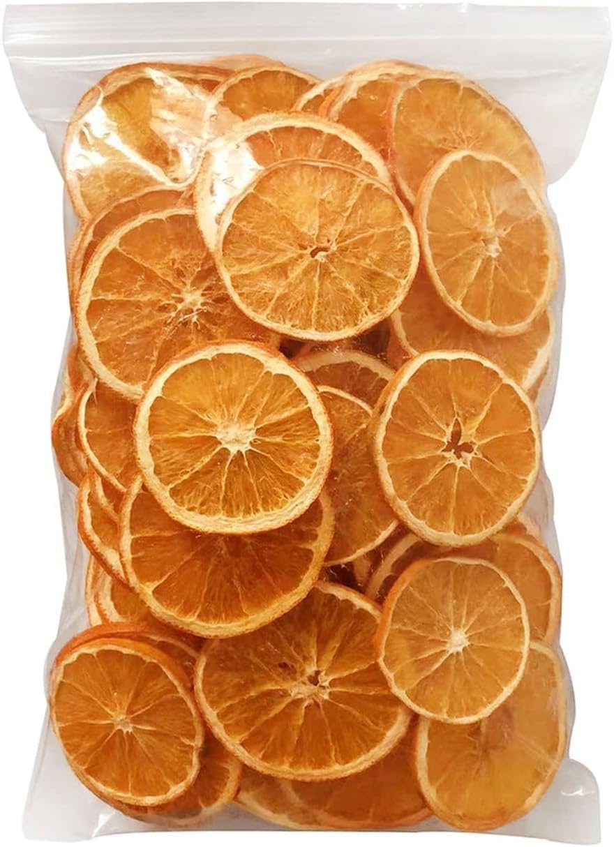 Clear bag of dried orange slices for wreath making