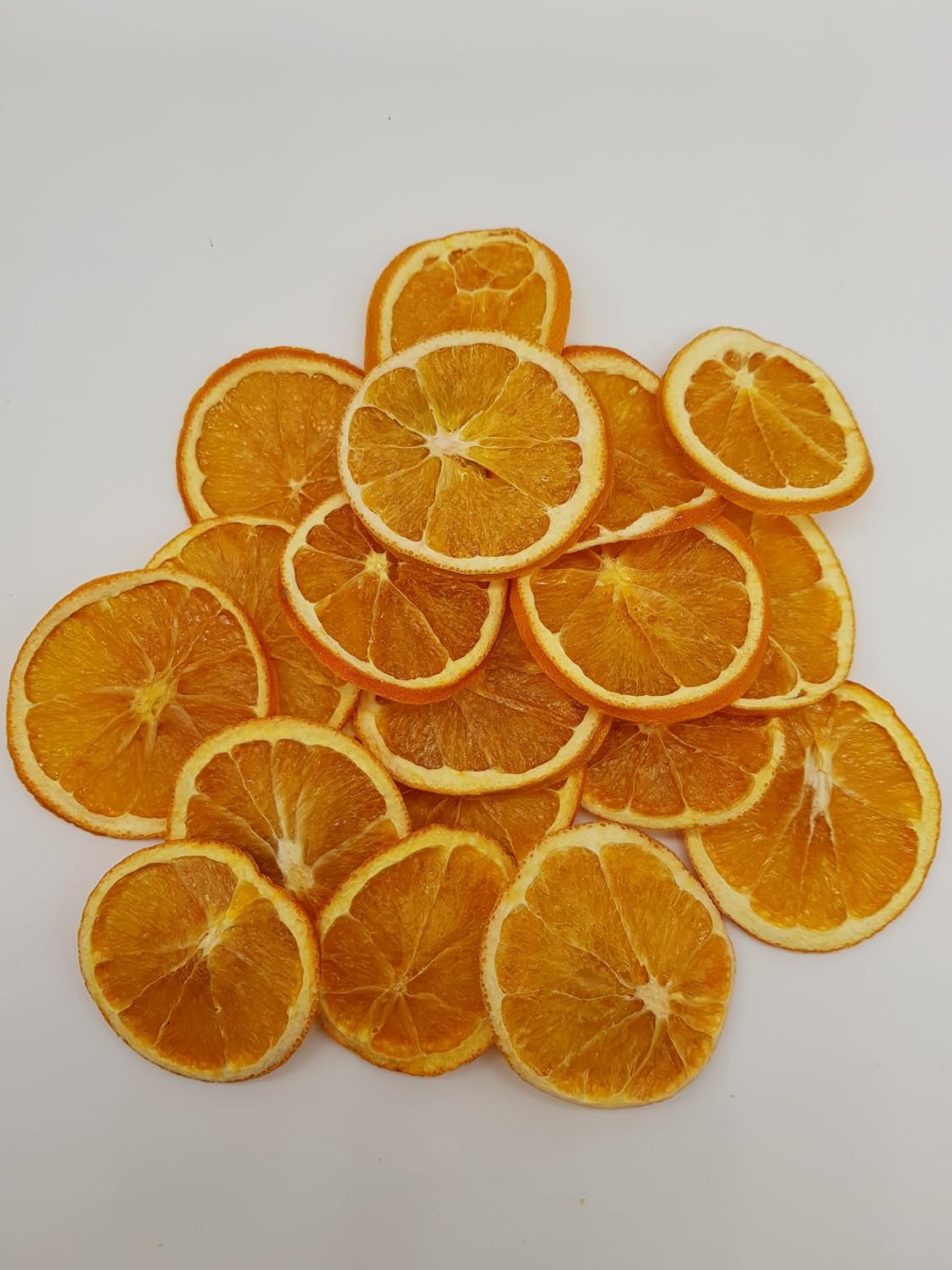 Dried orange slices laid out