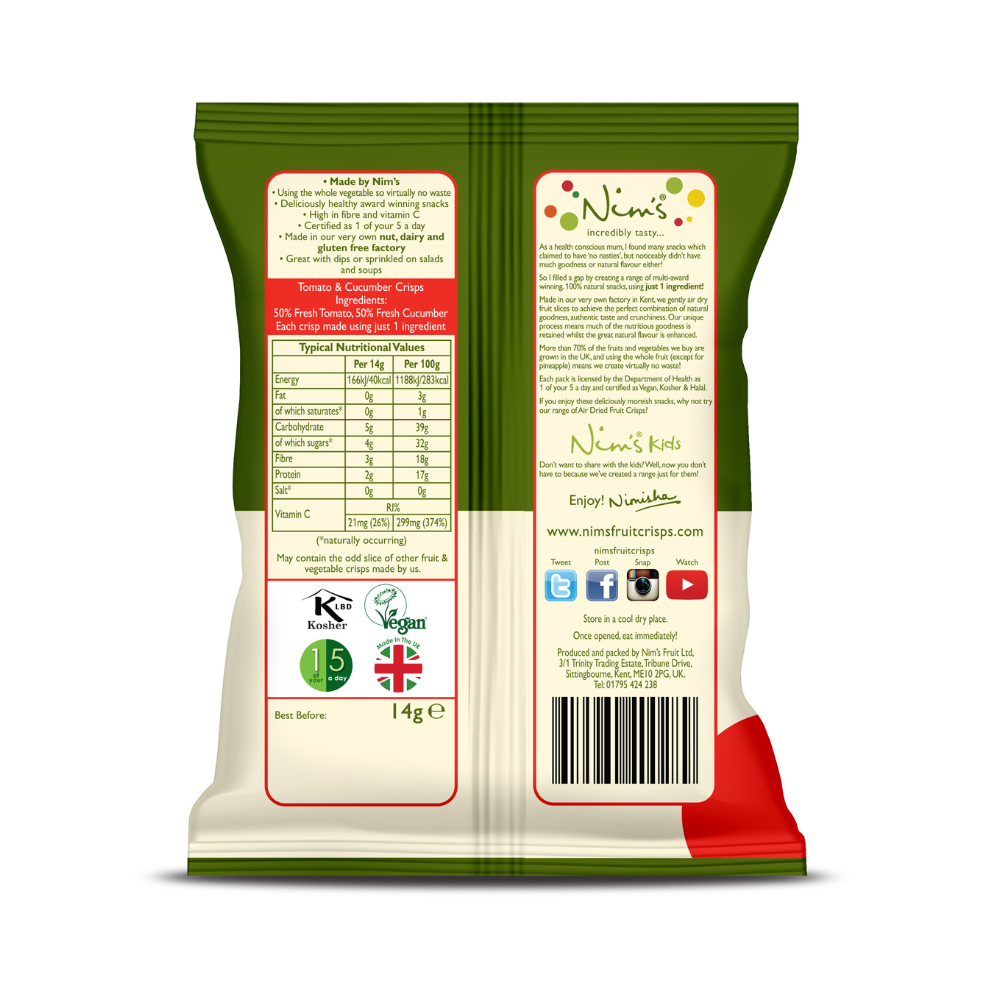 Nim's Tomato and Cucumber Crisps 1X14g