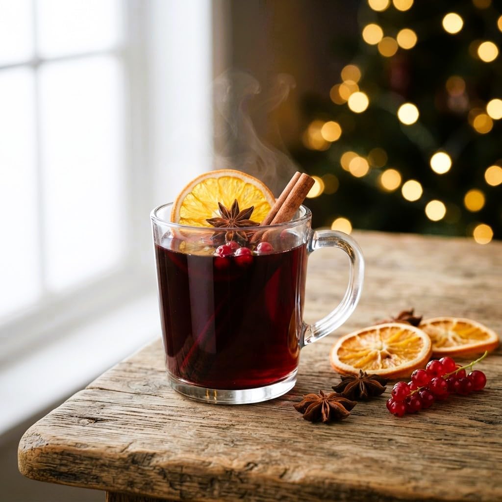 Mulled wine with a dried orange slice