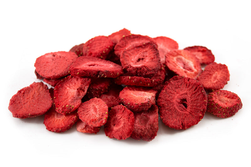 Strawberry dehydrated cocktail garnish slices from Nim's Naturally — air-dried, vegan