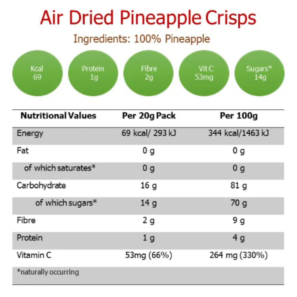 Nim's Pineapple Crisps - Multipack Box of 12X20g